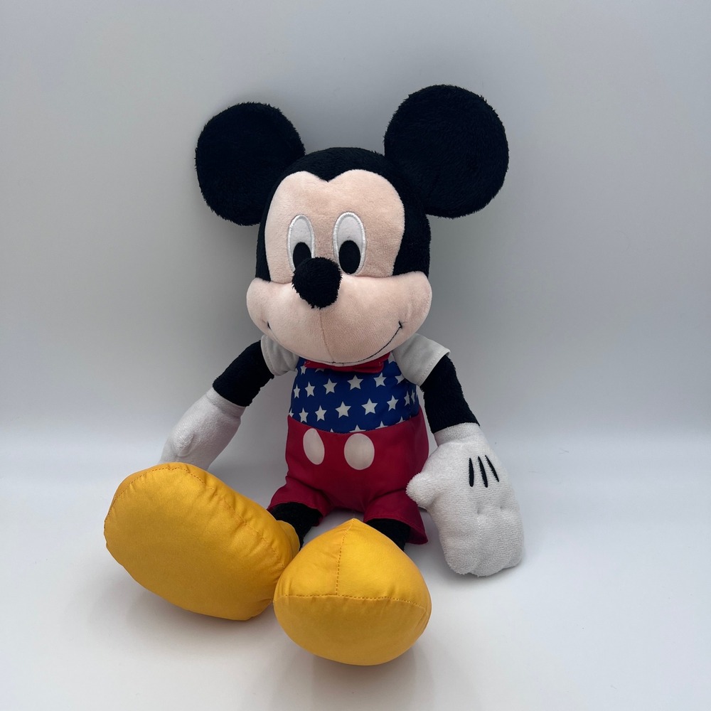 Disney Store Mickey Mouse Patriotic Plush 17 Inch Red White Blue Star Vest